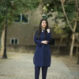 Solid Navy Blue 2 Piece Suit