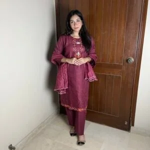 Maroon Cotton 3-Piece